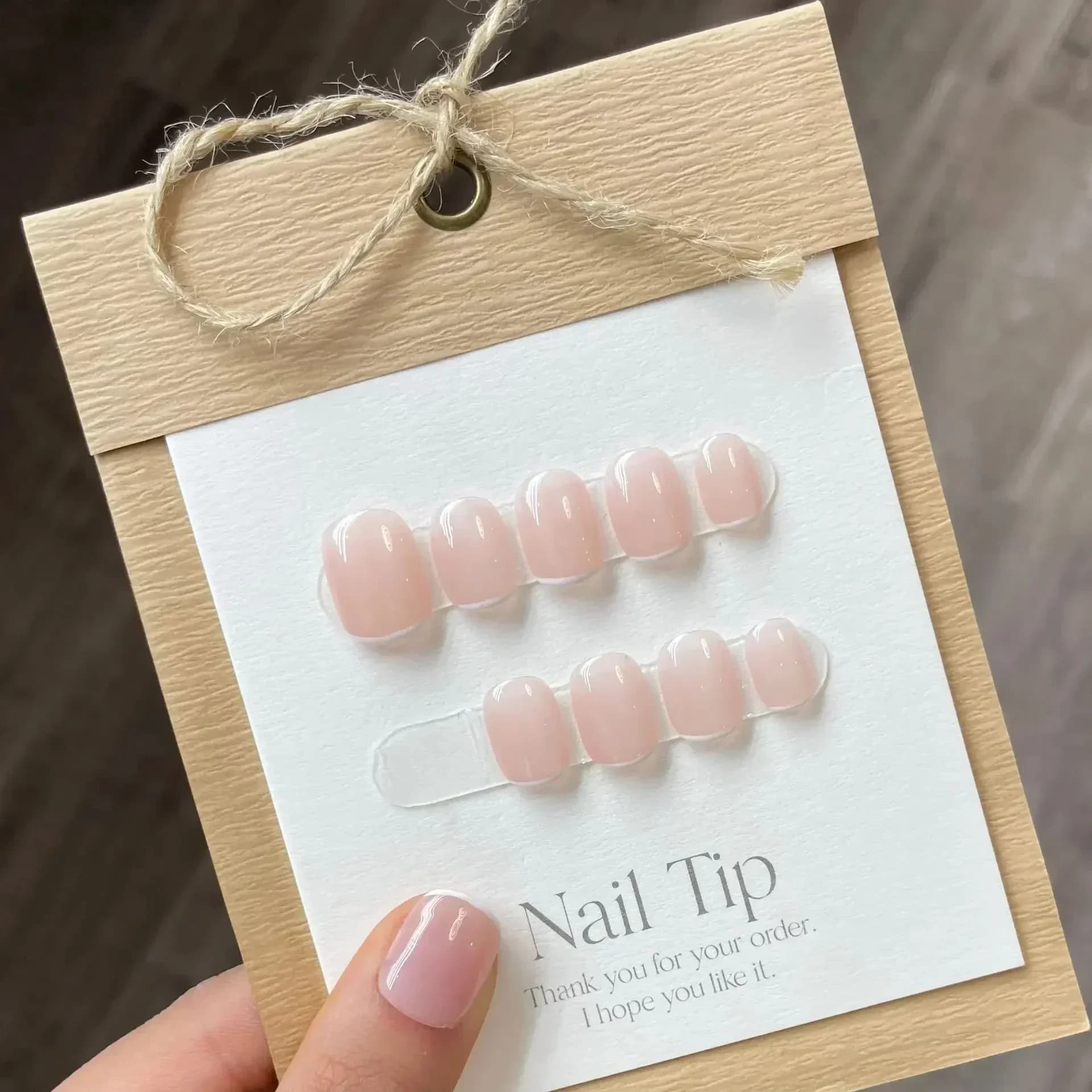 Faux ongles courts faits à la main, couleur Pure, avec colle à pression, couverture complète, tête r