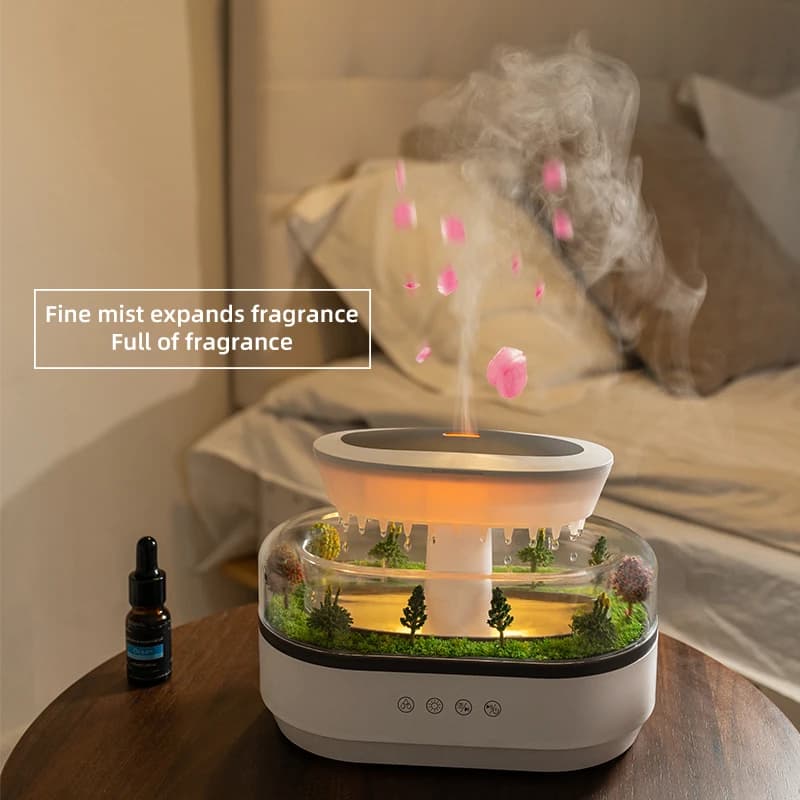 Humidificateur d'arôme goutte de pluie humidificateur d'air lumière colorée bruit blanc diffuseur d'