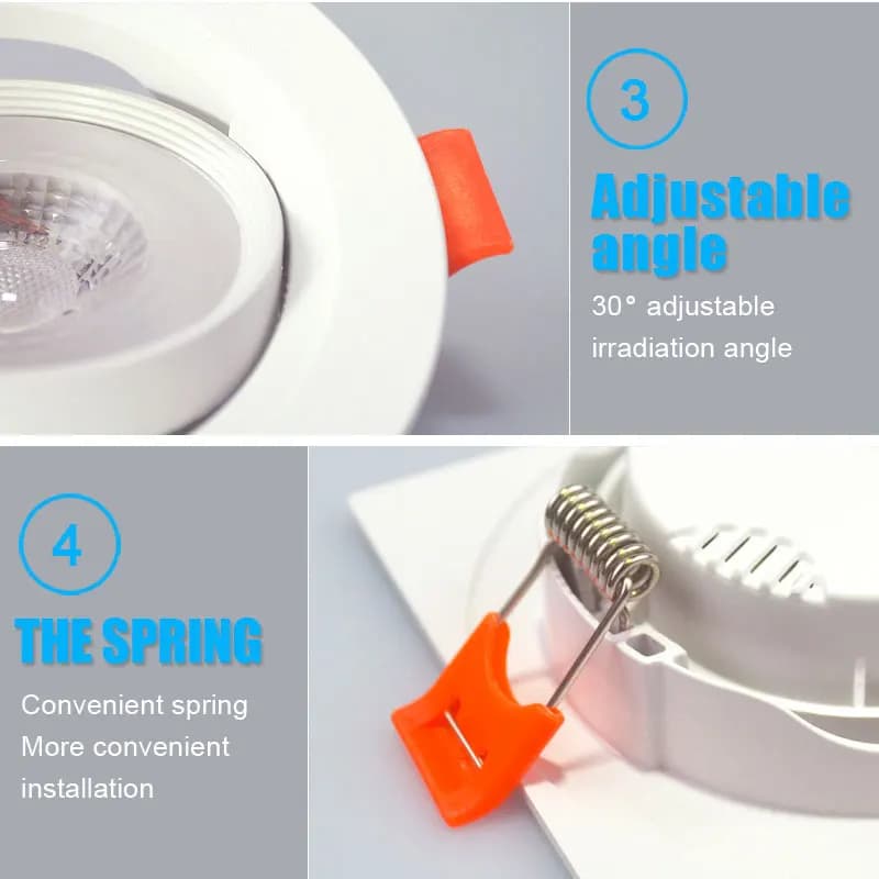 Spot Lumineux LED Rotatif à Angle Réglable pour le Plafond, Éclairage d'Nikde Couleur Blanche, 5/7/9