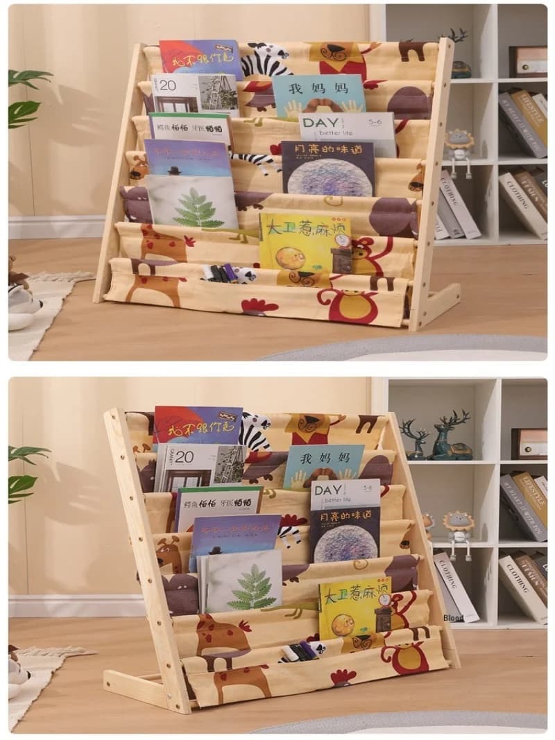 Bibliothèque de lecture multicouche en bois massif, étagère de rangement au sol amovible, organisate