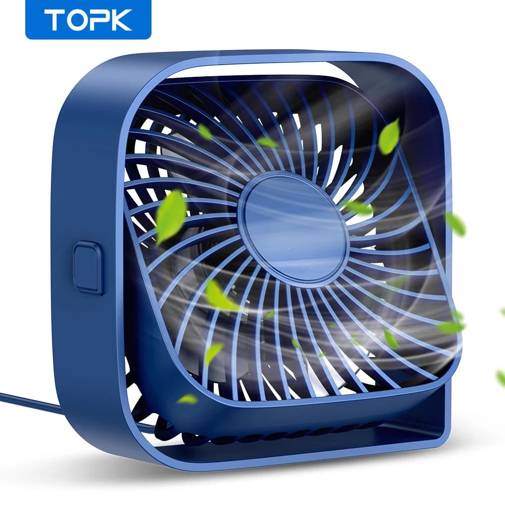 TOPK Mini ventilateur portable, table de ventilateur de bureau USB, ventilateur personnel silencieux