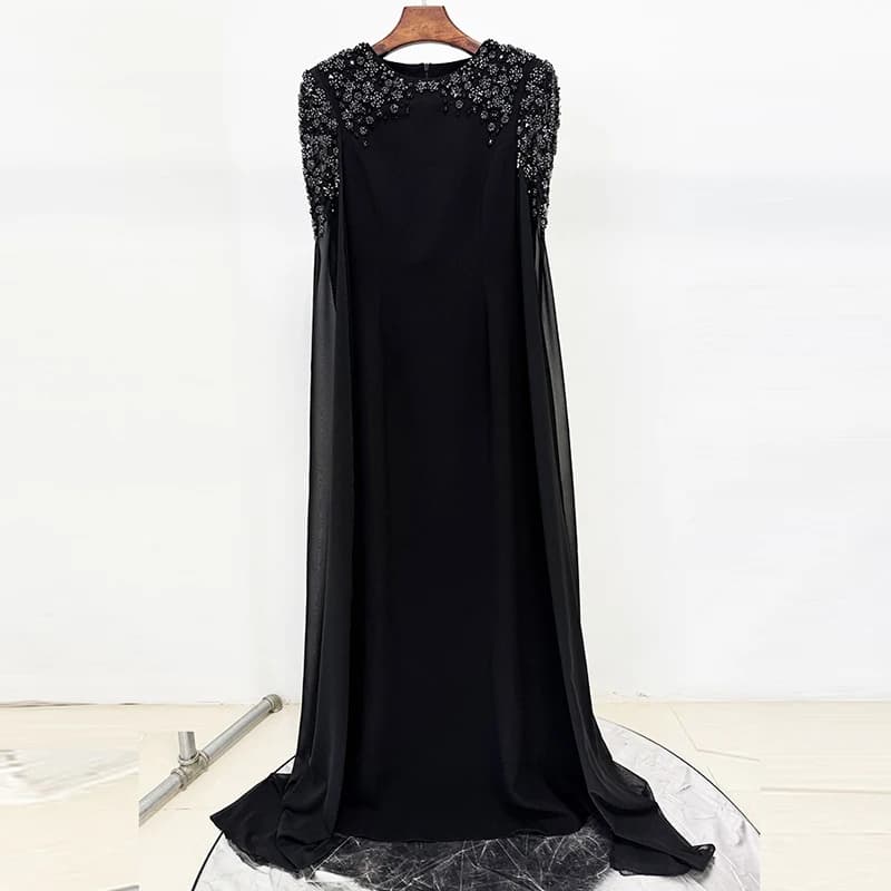 HIGH STREET Nouvelle Collection 2026 Robe de Soirée Longue Maxi pour Femme à Manches Longues Ornée d