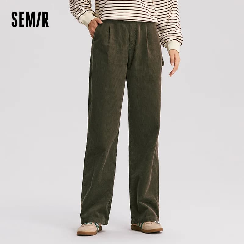 Semir pantalons décontractés femmes velours côtelé coton pantalon à jambes larges 2025 nouveau hiver