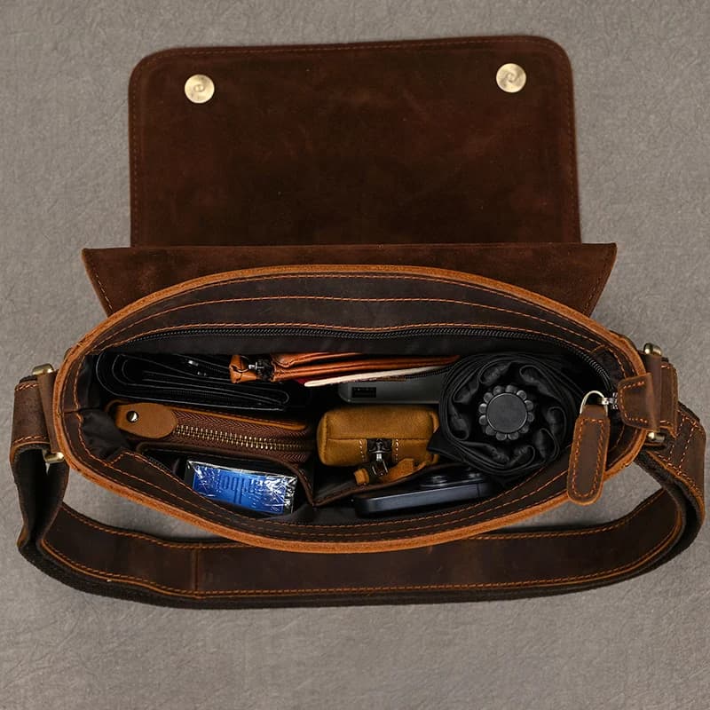 Sac messager Vintage en cuir véritable pour hommes, sac à bandoulière épais en cuir de vache, petit 