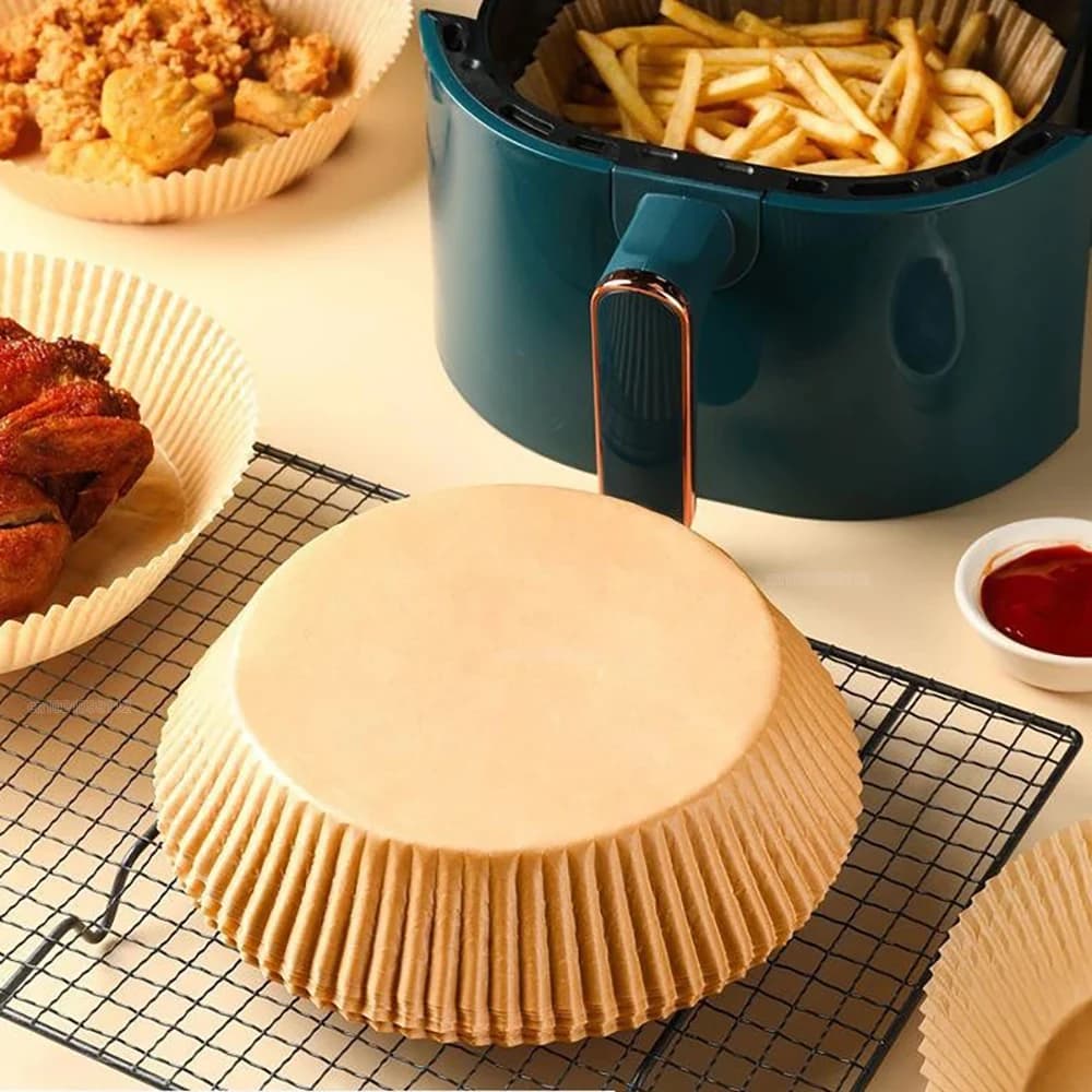 Papier antiadhésif pour friteuse à air et poulet, papiers de cuisson ronds, doublures en papier, acc