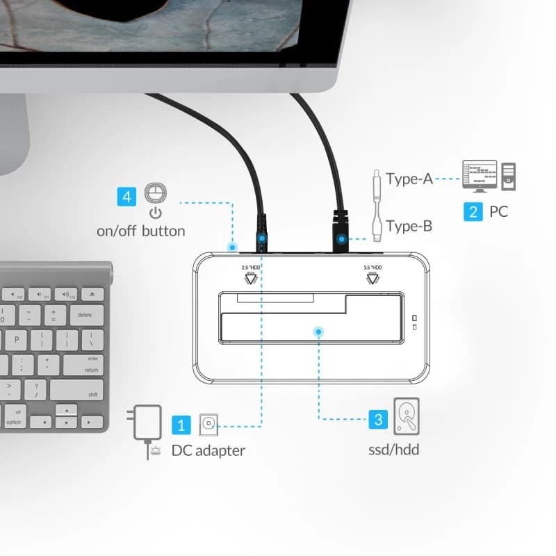 Station d'accueil pour disque dur SATA ORICO 2,5 / 3,5 pouces, adaptateur SATA vers USB 3.0 pour dis