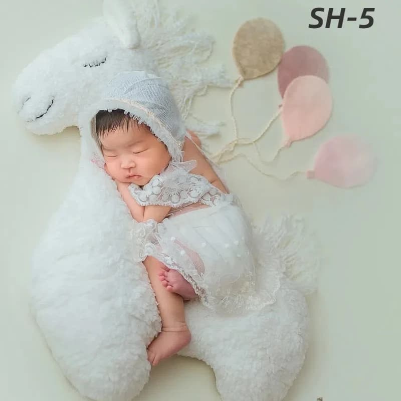Accessoires de photographie pour nouveau-nés, licorne, cheval de pose, coussin, couverture, arrière-