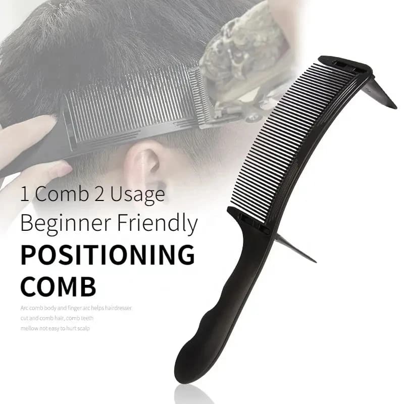Peigne de coupe de cheveux incurvé à dessus plat pour barbier, coupe de cheveux professionnelle, pei
