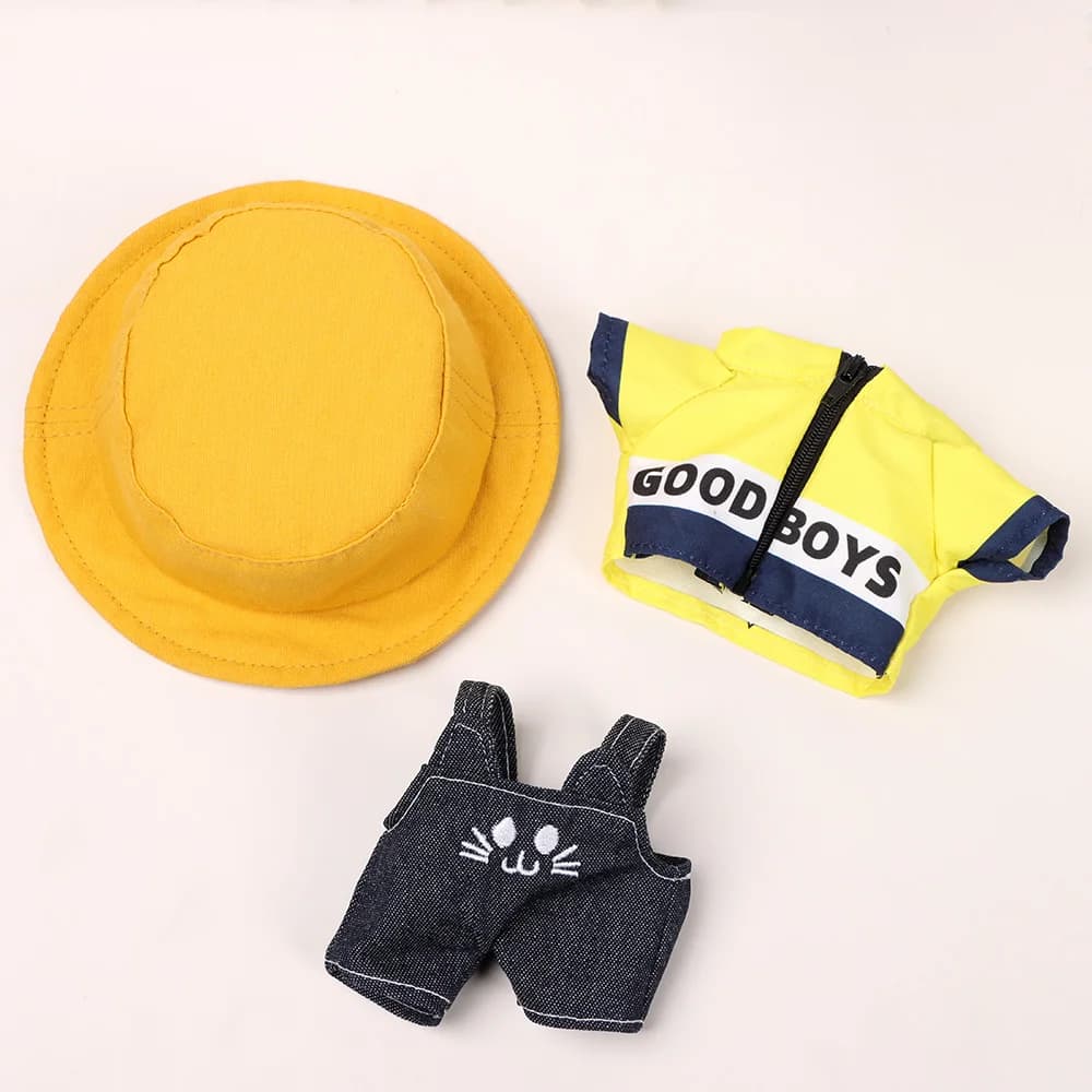 Vêtements miniatures de 20cm, chapeau beurre, jeans, shorts, tenues, salopette, veste faite à la mai