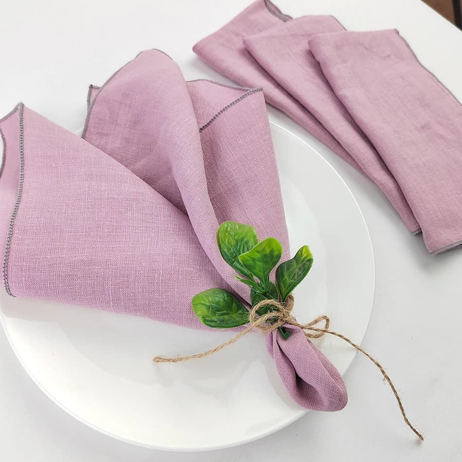Ensemble de 4 Serviettes de Table en Pur Lin Réutilisables, Tissu Doux et Confortable, Accessoires d