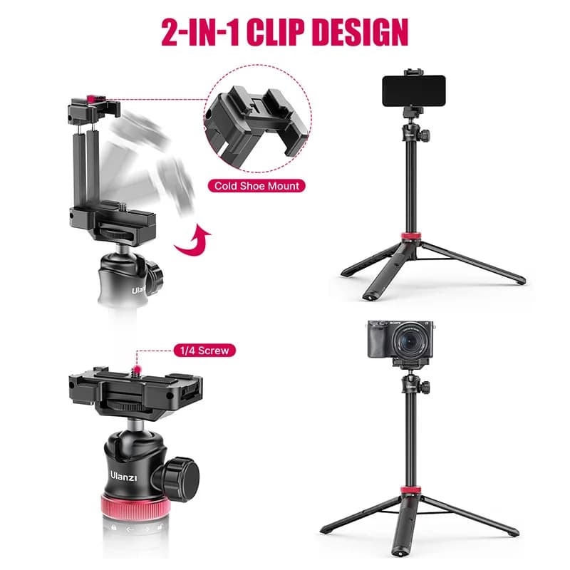 ULANZI TRIPOD MT-44 trépieds Smartphone Vlog trépieds avec chaussure froide support de téléphone pou