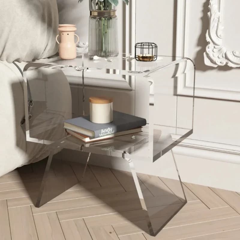 Table de chevet flottante en acrylique, mini table basse, salon, table d'appoint de canapé, petit ap
