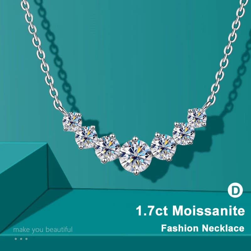 Collier Moissanite pour femme, bijoux fins de mariage avec certificats, plaqué argent Sterling 925, 