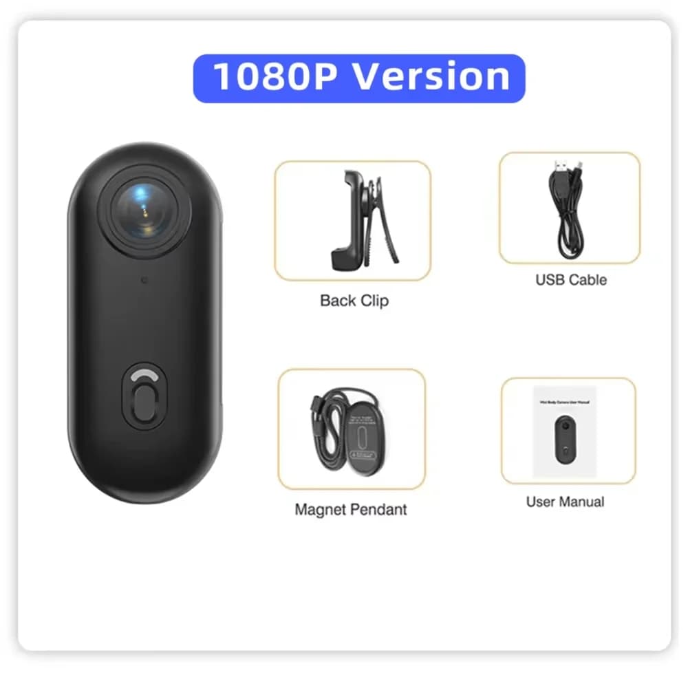 Mini caméra d'action 4K portable magnétique pour vlog, enregistreur corporel/poitrine, sans fil WiFi