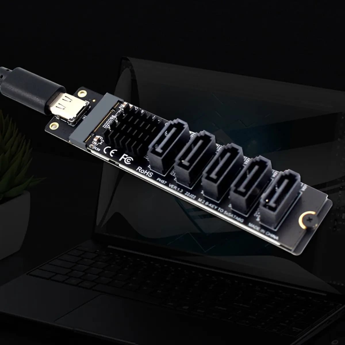 Carte de conversion adaptateur Perfect-TYPE-C vers SATA3.0 5 Ports 6Gbps USB10G JM575 + JMS580 pour 