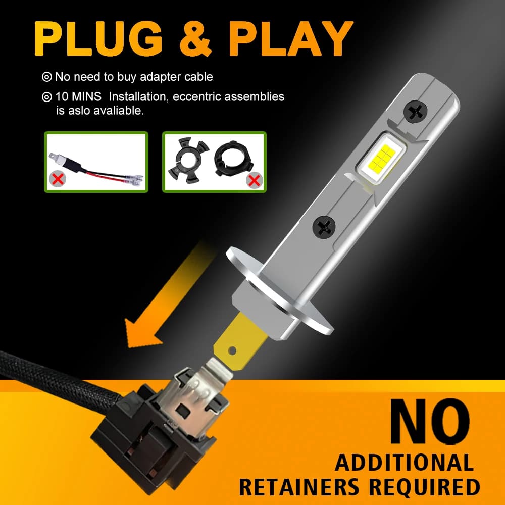 MZGN 2 pièces H1 Led ampoule de phare Mini taille conception sans fil pour voiture lampe à LED 16 pi