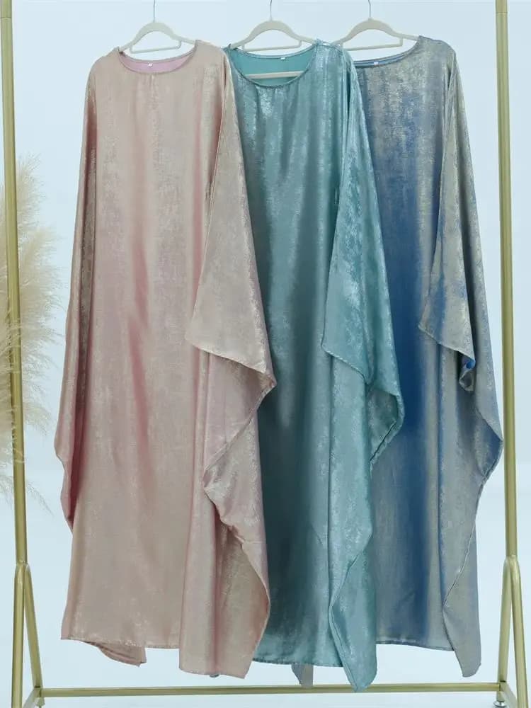 Maxi Abaya en Satin pour Femme Musulmane, Robe de Luxe Style Dubaï, Caftan Islamique Marocain, 2024