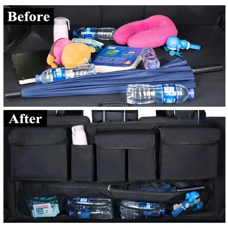 Sac de rangement suspendu pour coffre arrière de voiture, organisateur avec 9 poches Oxford, sac de 