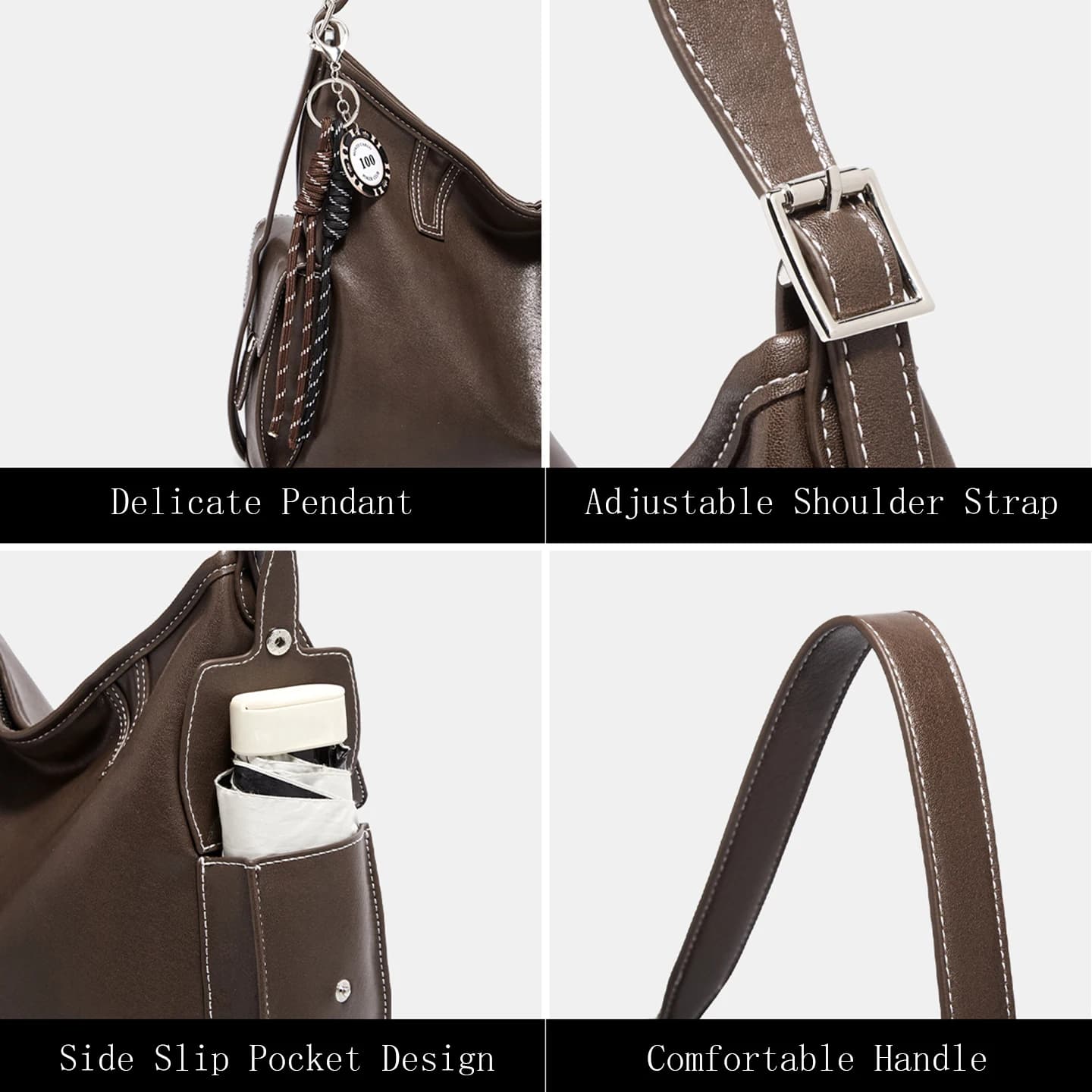 Sac à bandoulière FOXER pour femme en cuir PU souple, sac à main rétro 2026, sac hobo grande capacit