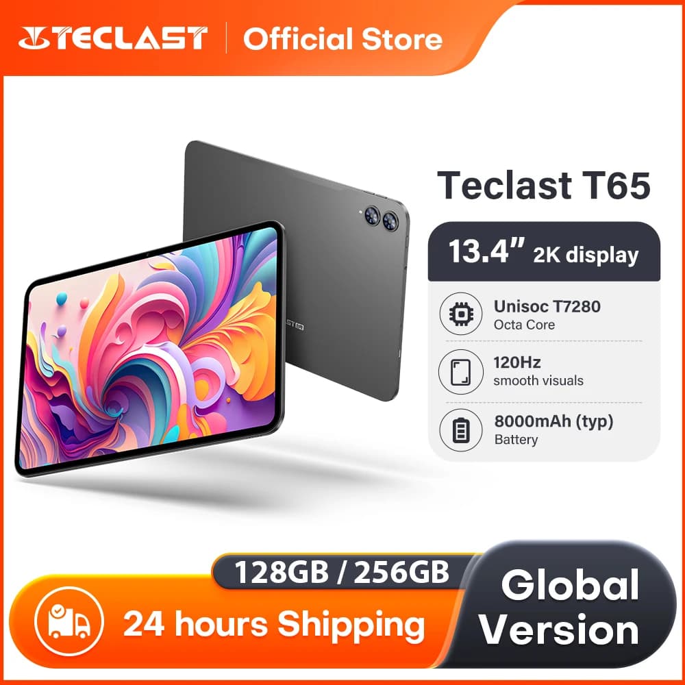 Tablette Teclast T65 13,4 pouces, écran 2K 120Hz, processeur Unisoc T7280 Octa Core, jusqu'à 26 Go d