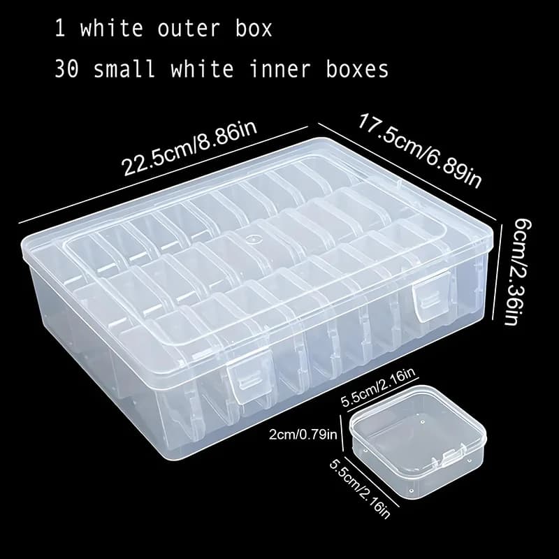 rangement organisation Boîte de rangement en plastique Transparent à 15 grilles, compartiment organi