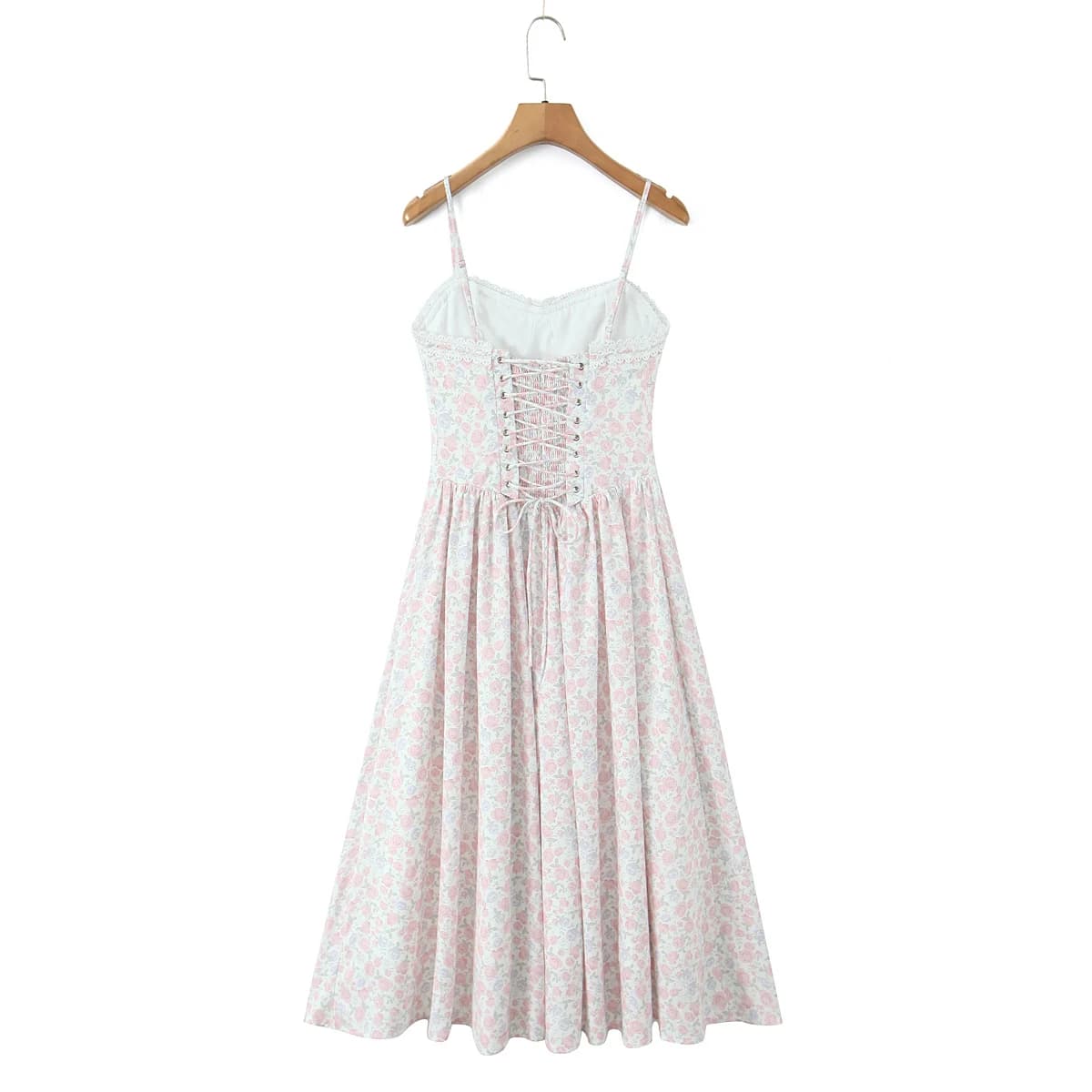 Robe longue en dentelle épissée, imprimé Floral, Sexy, froncé sur la poitrine, Style Corset, à brete