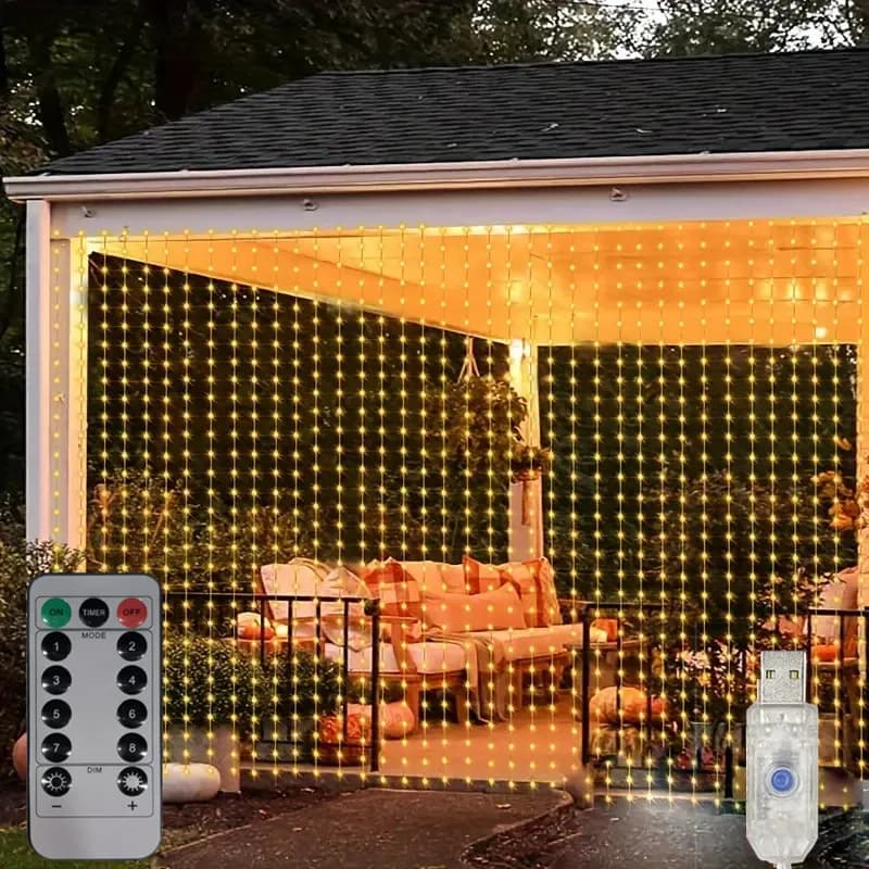 Guirlande lumineuse féerique LED pour jardin, 6M, 8 modes, rideau lumineux USB, pour mariage, fête d