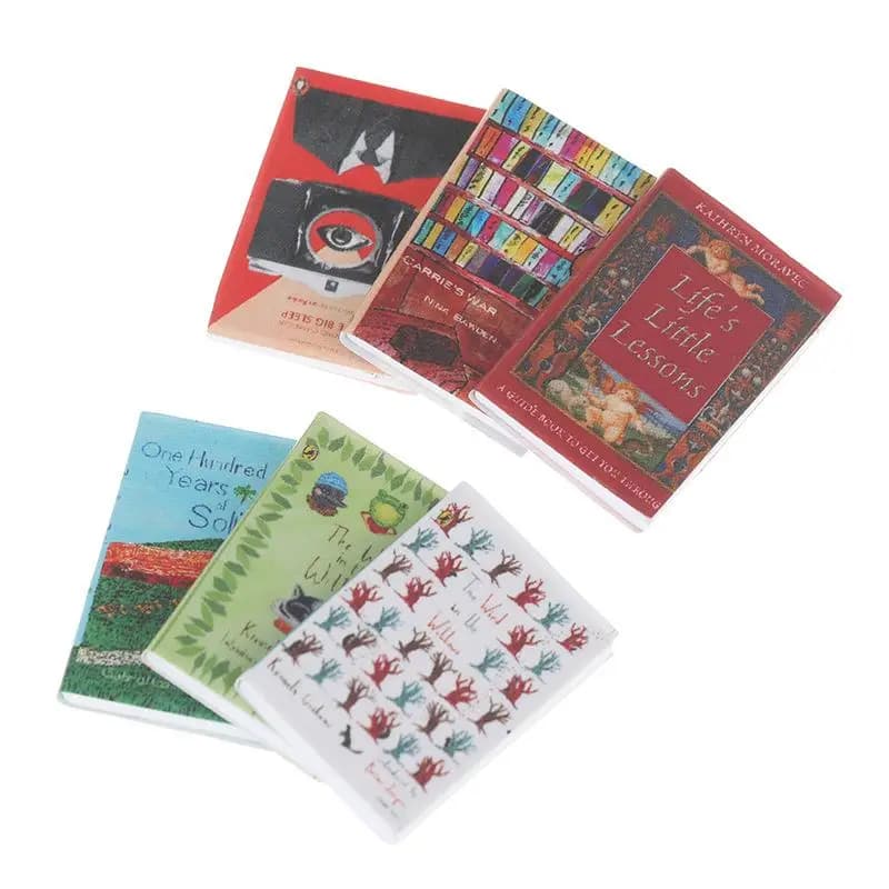 Ameublement de salle d'étude pour maison de poupée 1/12 : mini livre vintage de 10 pièces, écouteurs