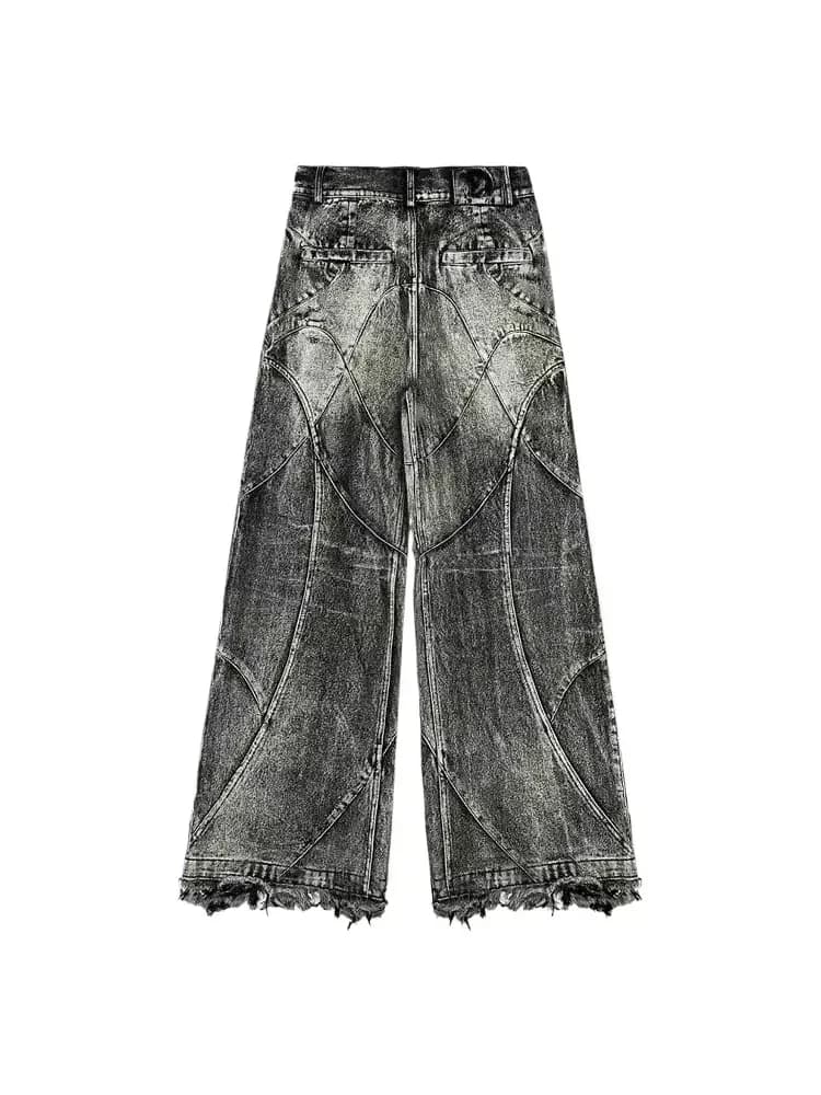 Jeans vintage Y2K streetwear punk hip hop pour femmes, pantalon grunge baggy déchiré, denim délavé, 