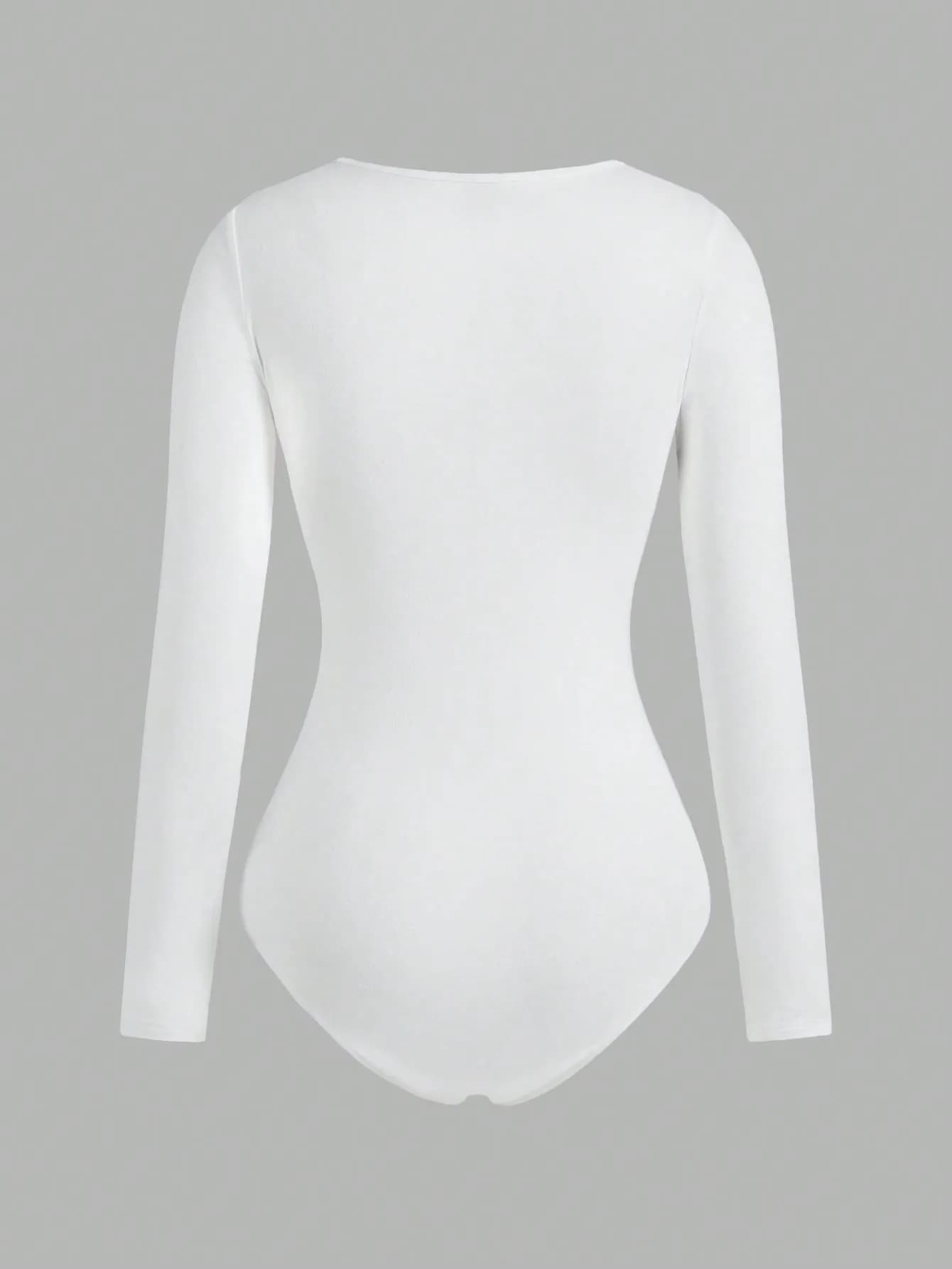 Body une pièce à manches longues pour femme, 3 pièces, col carré, entrejambe ouvert, Streetwear, vêt