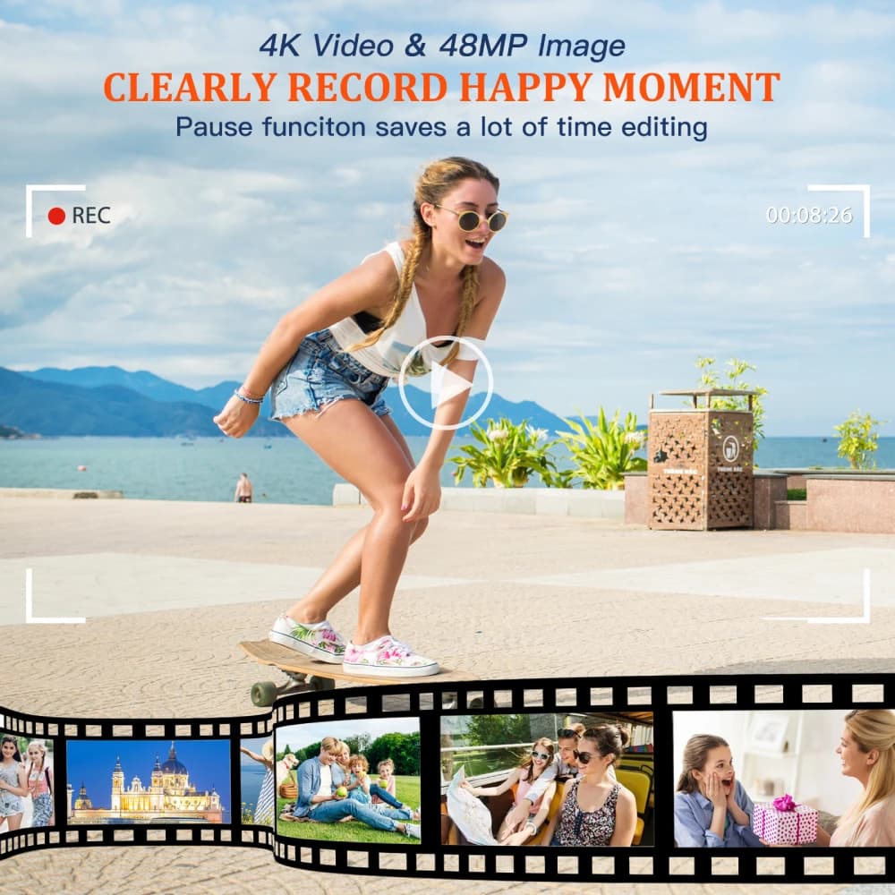 Appareil photo numérique 4K, mise au point automatique, caméra Vlogging 48MP pour YouTube et caméra 