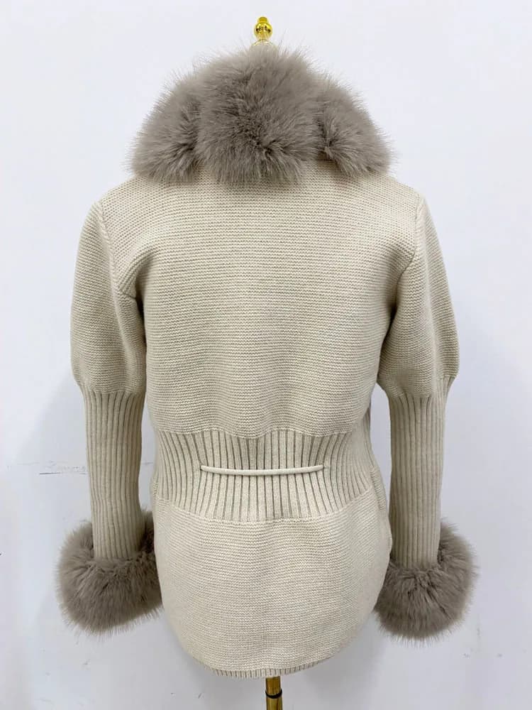 ZADORIN automne hiver femmes fausse fourrure manteau de luxe tricoté pull fourrure Cardigan col déta