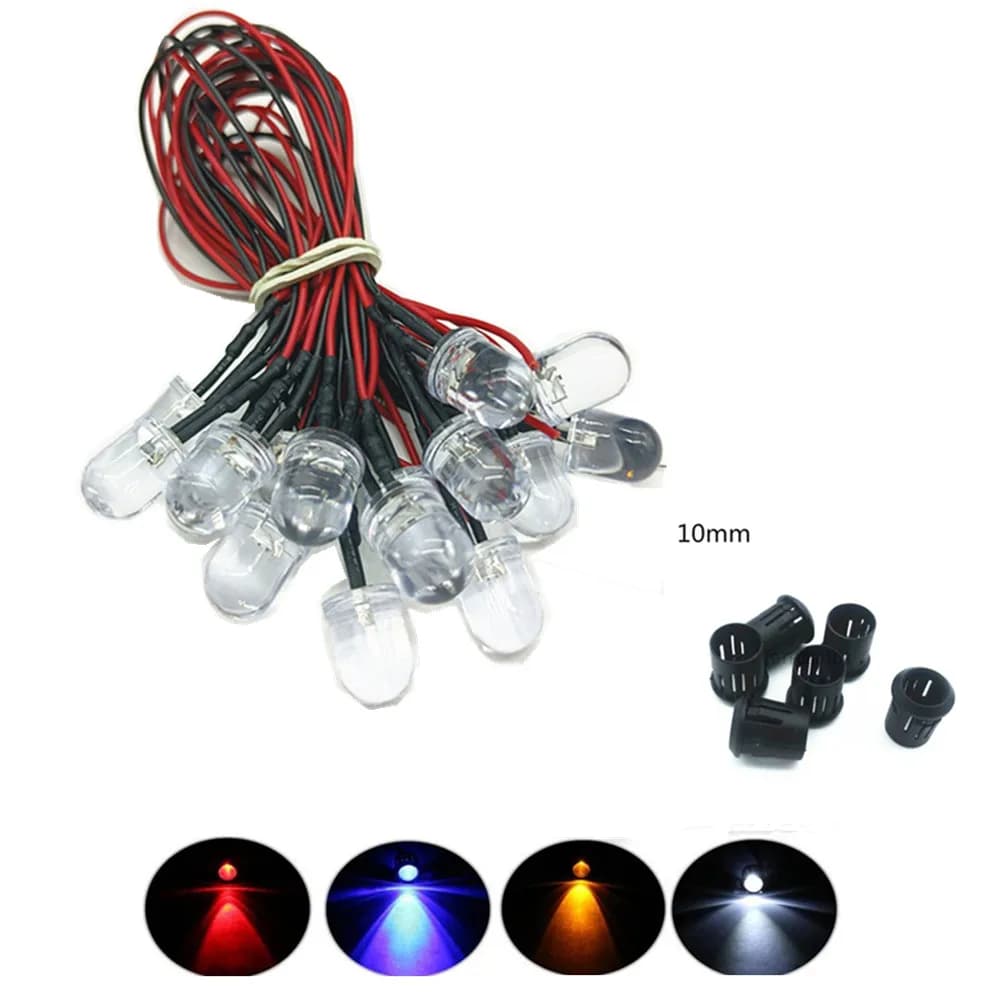 Diodes LED transparentes DC3V 5V 12V 24V 3MM 5MM 10MM pour pré-câble rouge/vert/bleu/jaune/UV/Orange