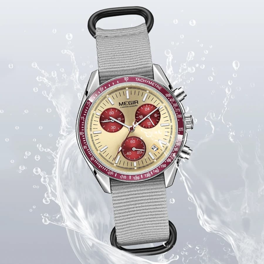 MEGIR nouvelles montres de luxe pour hommes toile tissage bracelet Sport automatique chronographe Qu