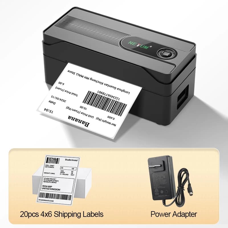 Imprimante d'étiquettes d'expédition 4x6 pour petites entreprises, sans fil, Bluetooth, Mac, Windows