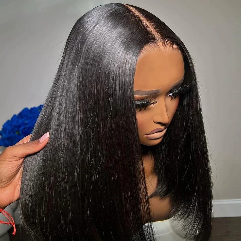 Perruques courtes bob lisses sans colle, prêtes à porter, en cheveux humains, pré-coupées, avec cord