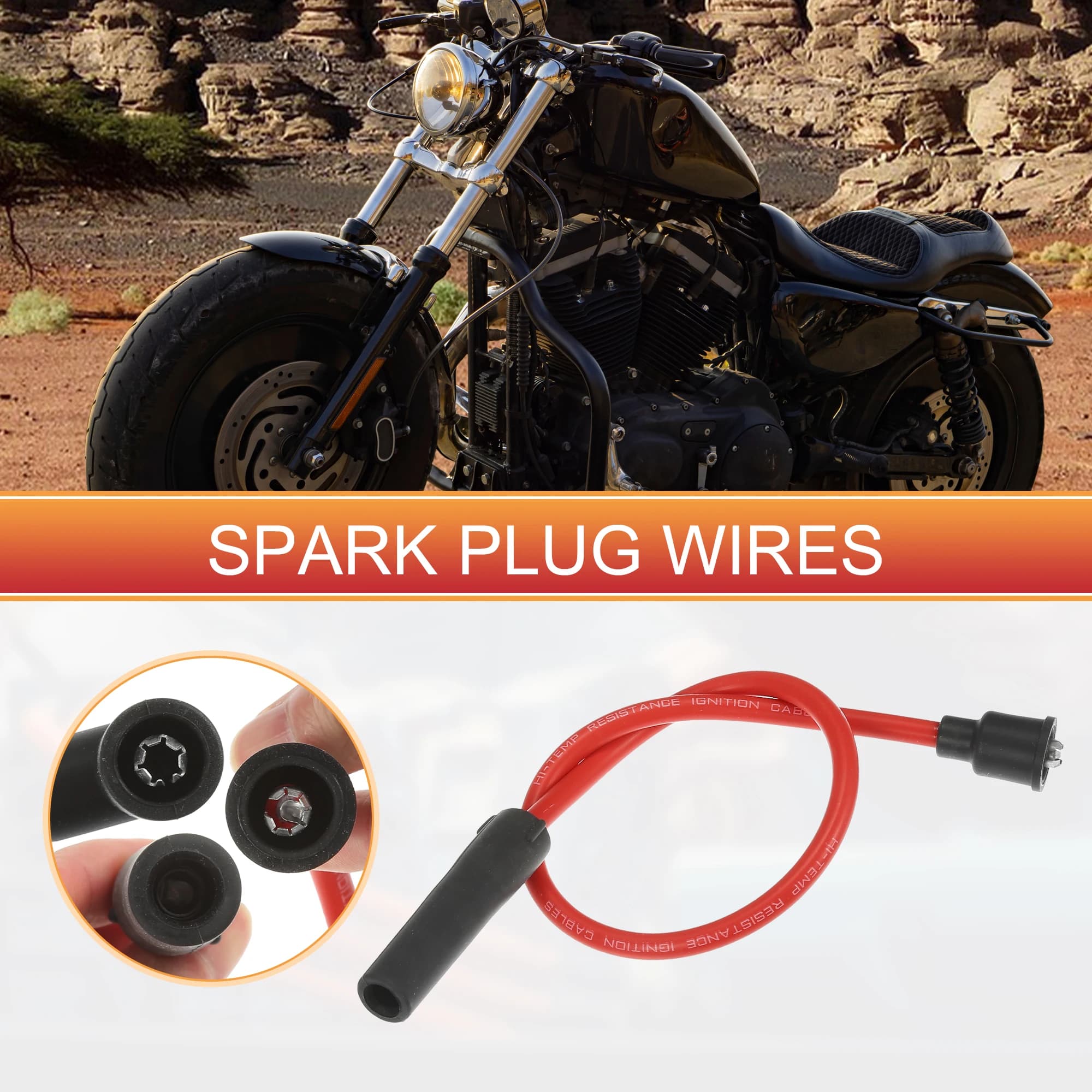 UXCELL 2 pièces câble de bobine d'allumage de fil de bougie d'allumage pour Harley Davidson Sportste