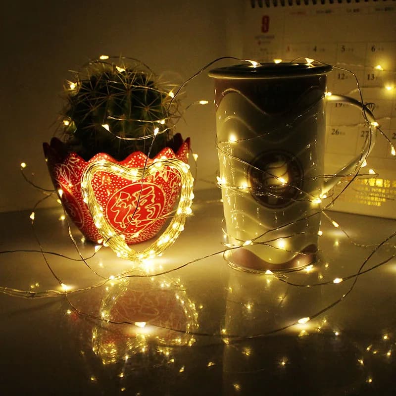 Guirxiété lumineuse LED dégradée avec batterie, fil de cuivre 62, décoration pour chambre à coucher,