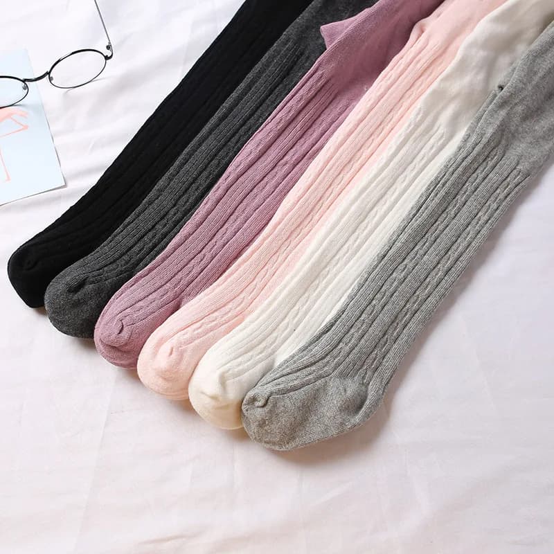 Collants en coton peigné pour enfants de 0 à 12 ans, collants tricotés avec câble pour filles, colla