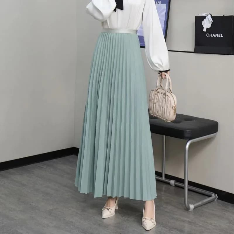 TFETTERS 11 couleurs jupe Maxi plissée 2025 nouvelles femmes coréenne jupe noire Simple taille haute