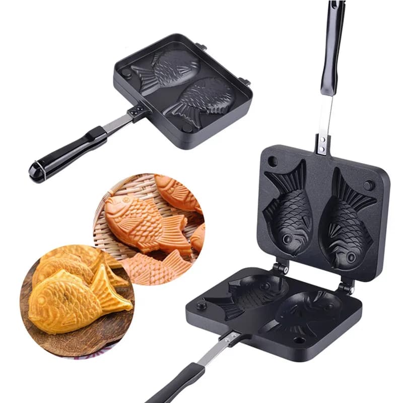Cuisine japonaise Taiyaki Double poisson en forme de Dessert chaud gaufre gâteau fabricant casserole