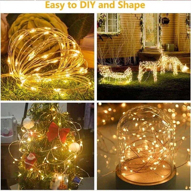 Guirxiété lumineuse LED USB pour décoration de jardin, lampe de guirxiété de vacances, nickel é, mai