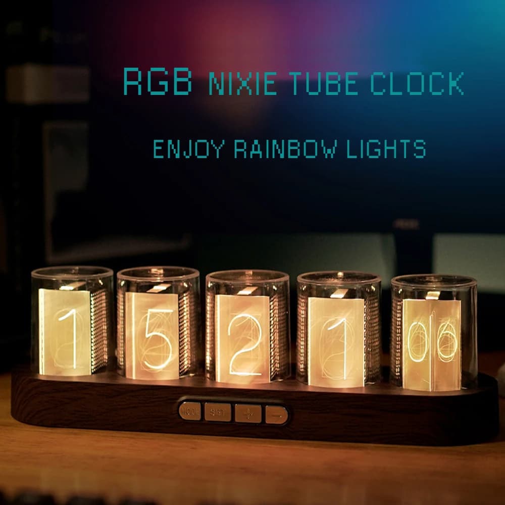 Décorations de table pour salle de jeux - - led tube Luminescent Nixie horloge. Effets lumineux RGB 