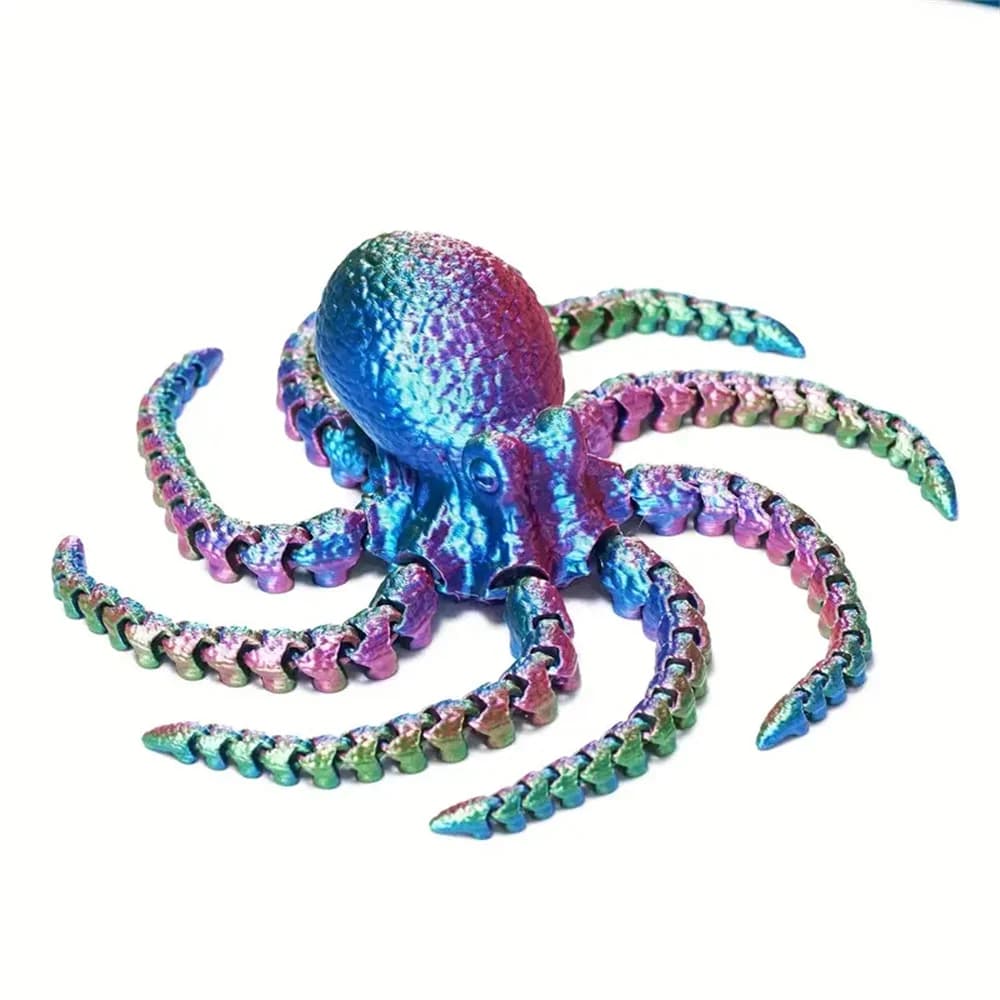 Figurine de poulpe imprimée en 3D, conception de articulations flexibles, décoration de bureau à dom