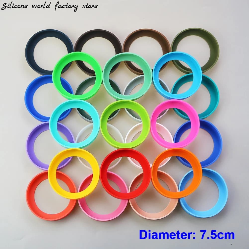 Couvercle inférieur de tasse en Silicone, 28 couleurs, 7.5CM, 75MM, anneau inférieur de tasse, manch