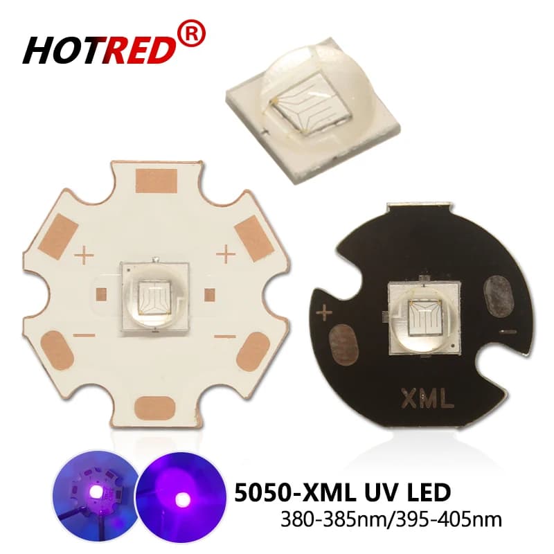 10W UV LED 5050 XMLLT6 XMLL2 LG puce violet 3-3.7V 385nm 395nm 400nm puce perle Diode lampe de poche