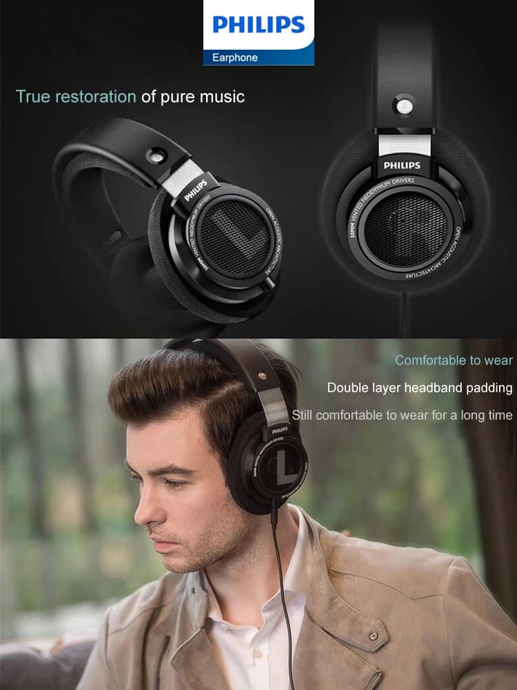 Philips Original SHP9500 casque filaire HiFi stéréo HD micro appel écouteurs sport course casque iPh