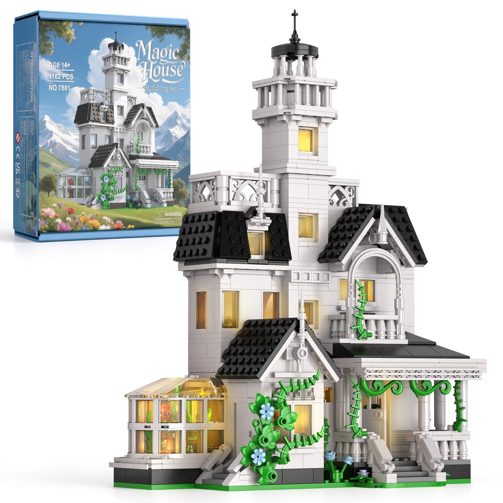 Blocs de construction de maison magique 1162, briques MOC, lumières, jouets de construction de châte