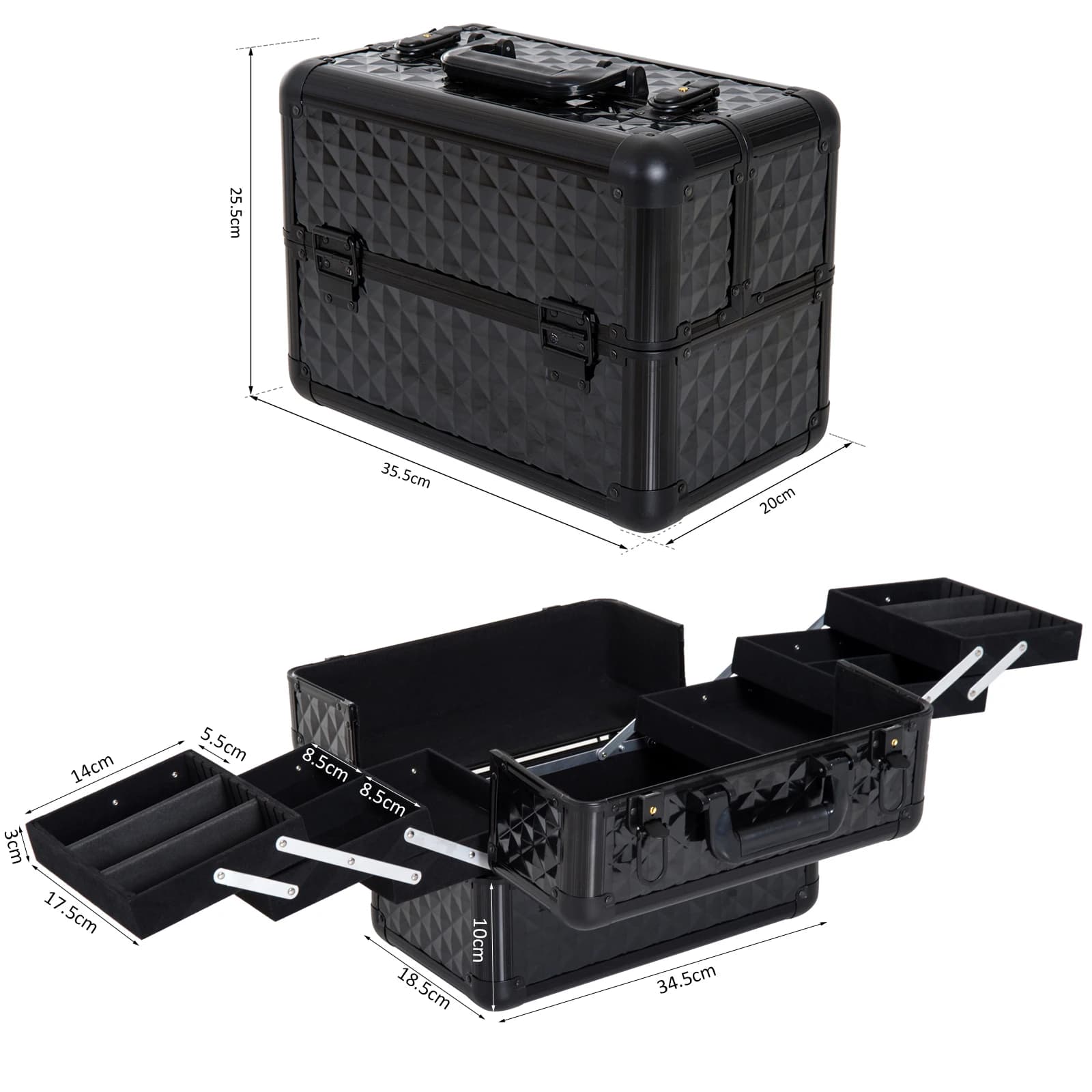 Homcom Trousse de maquillage Organisateur de cosmétiques professionnel