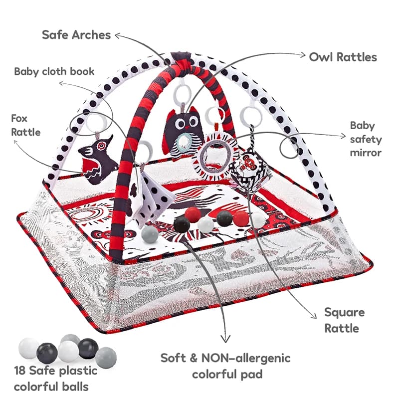 Tapis de jeu de gymnastique pour bébé de 0 à 36 mois, tapis de jeu pour activités du ventre, couvert